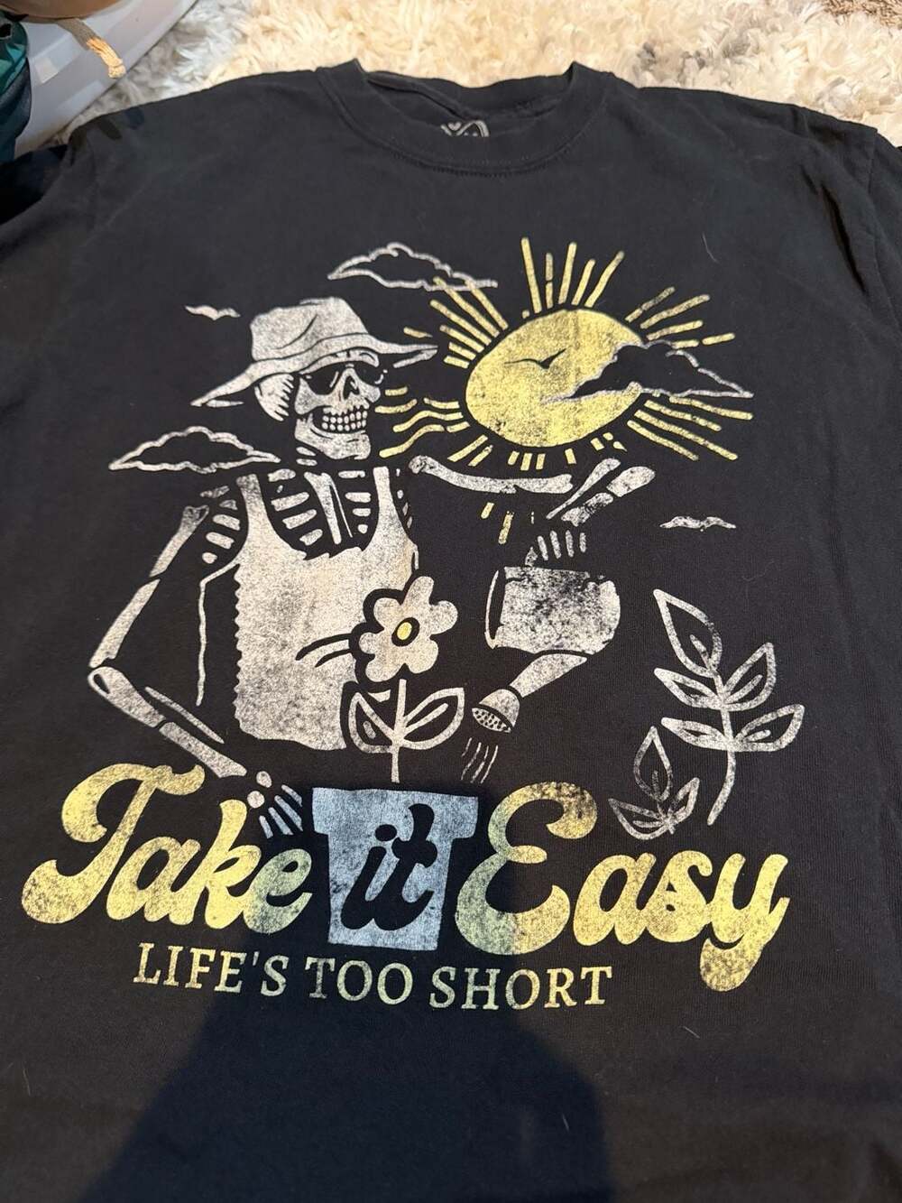 DOM 'Take It Easy' Life's Too Short Skeleton Graphic T-Shirt